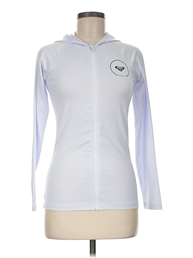 Pre-owned Roxy Zip Up Hoodie In Silver