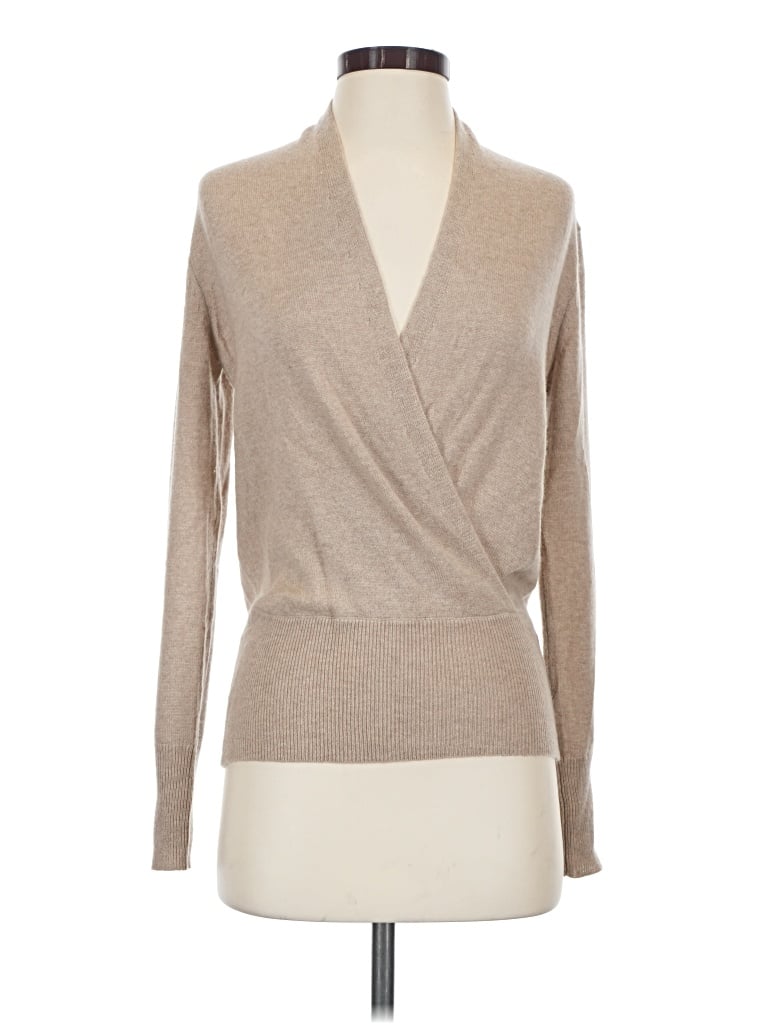 Pre-owned Sofia Cashmere Wool Cardigan Sweater In Tan