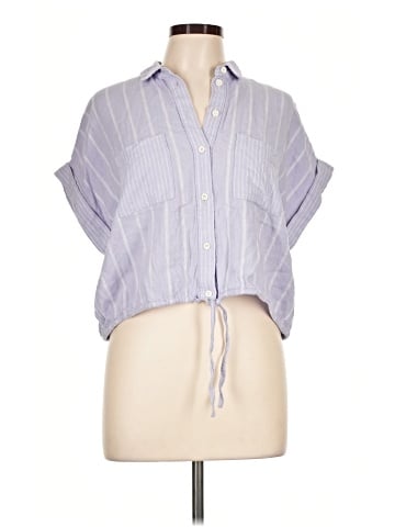 Madewell Linen-Blend Button-Up Drawstring Shirt in Stripe-Play (view 1)