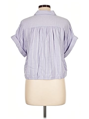 Madewell Linen-Blend Button-Up Drawstring Shirt in Stripe-Play (view 2)