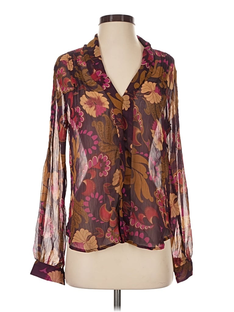Pre-owned Gibson Long Sleeve Blouse In Brown
