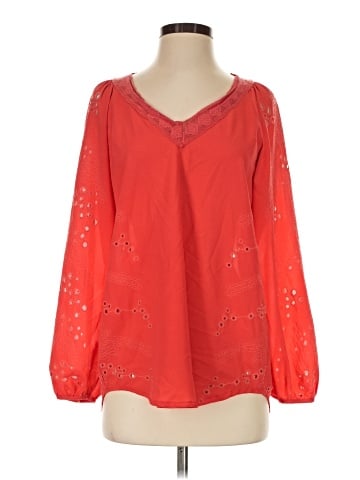 Blue Saks Fifth Avenue Long Sleeve Blouse (view 1)