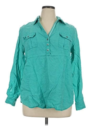 Jones New York Signature 3/4 Sleeve Button-Down Shirt (view 1)