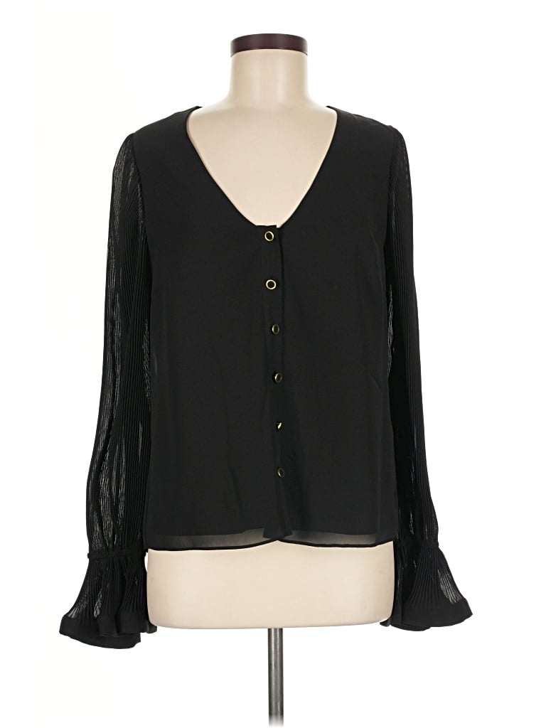 Pre-owned Milly Long Sleeve Blouse In Black