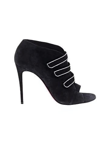 Christian Louboutin Suede Crystal Triplica Strass Peep Toe Booties 100mm (view 1)