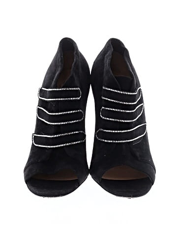 Christian Louboutin Suede Crystal Triplica Strass Peep Toe Booties 100mm (view 2)