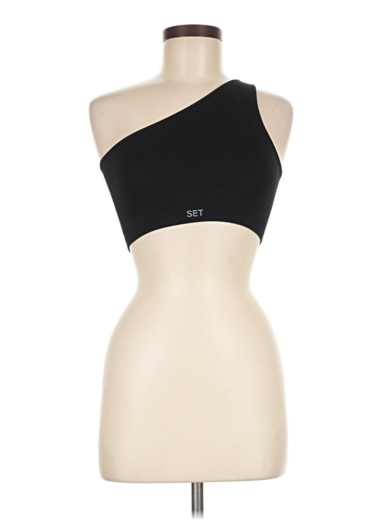 Pre-owned Set Active Tank Top Black One Shoulder Neckline Tops