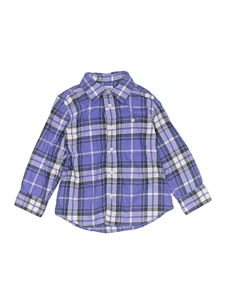 Pre-owned Crewcuts Kids' Long Sleeve Button Down Shirt In Blue