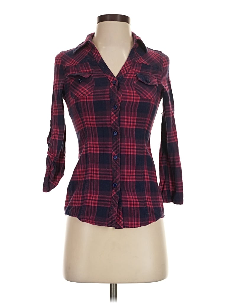 Pre-owned Bongo 3/4 Sleeve Button Down Shirt In Burgundy