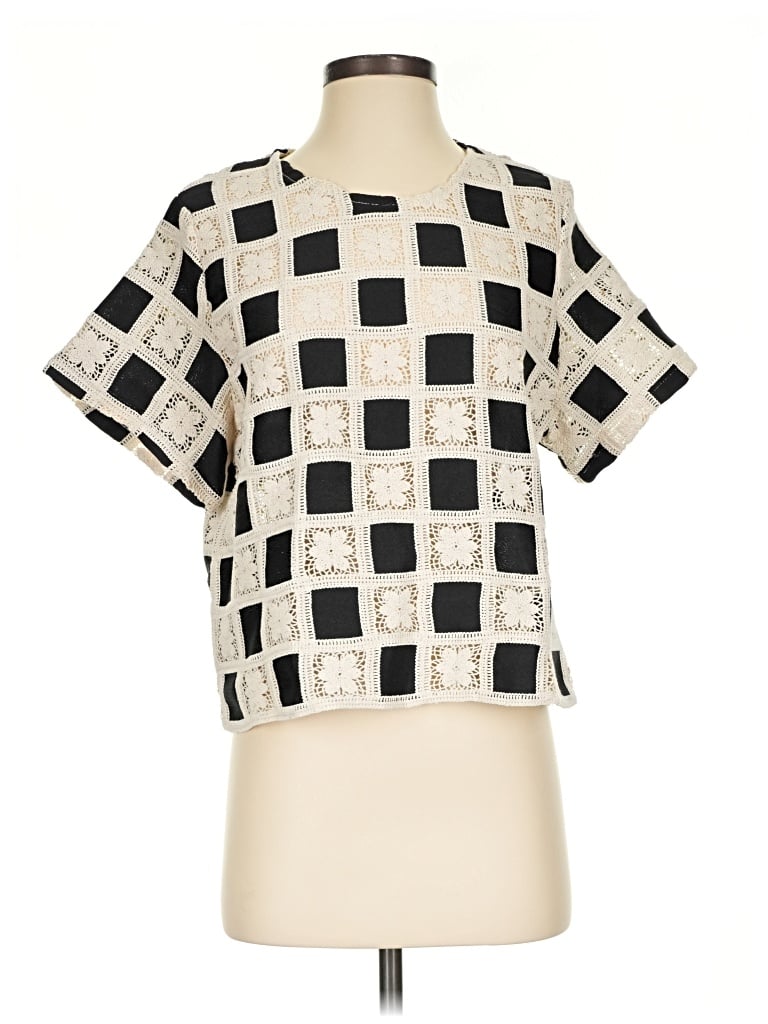 Pre-owned Solitaire Short Sleeve Blouse In Ivory