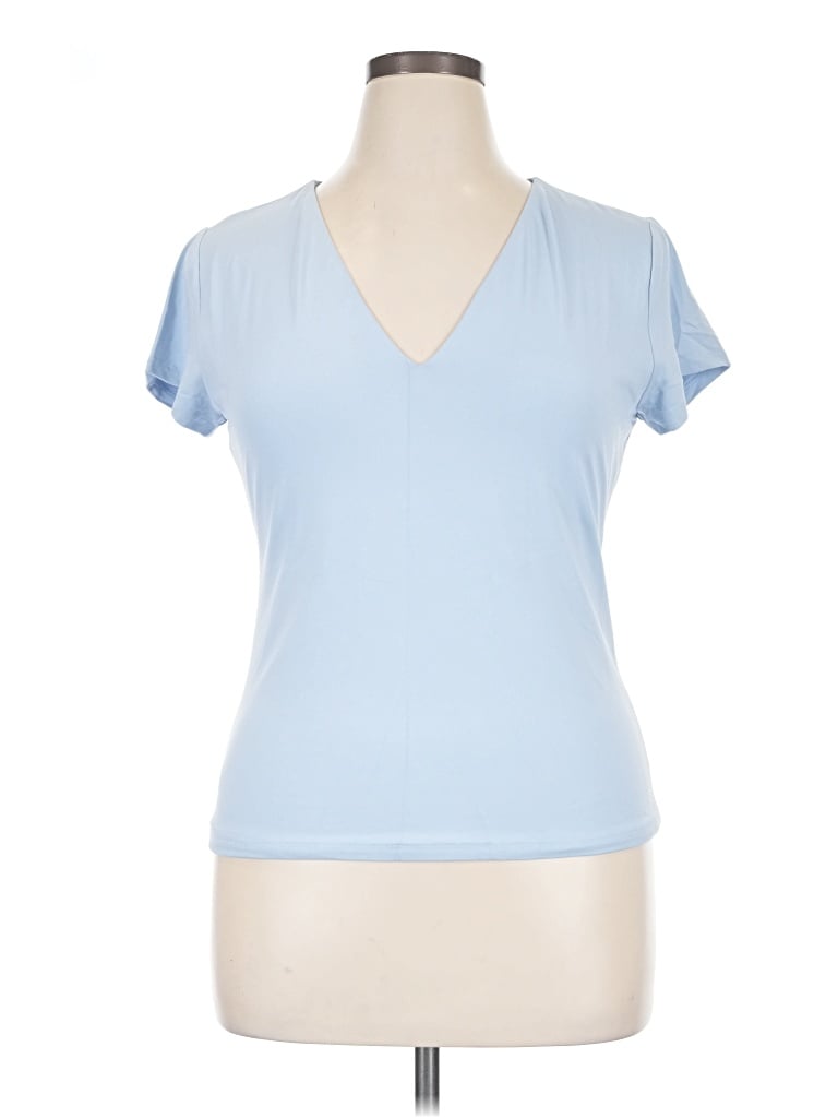 Pre-owned Scoop Short Sleeve Top Blue V-neck Tops