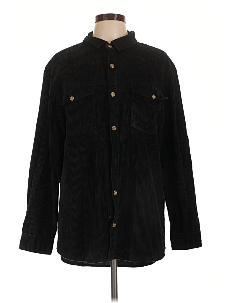Pre-owned Roxy Long Sleeve Button Down Shirt In Black