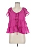 Francesca's 100% Polyester Pink Short Sleeve Blouse Size M - photo 1