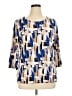 JM Collection Blue 3/4 Sleeve Blouse Size XL - photo 1