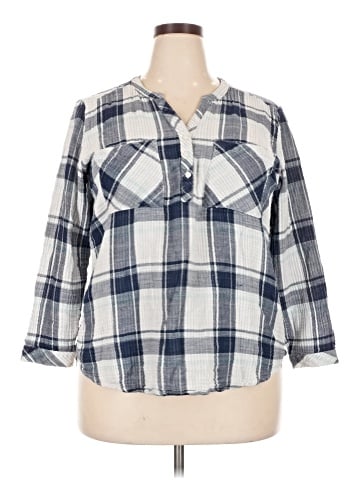 a.n.a. A New Approach 3/4 Sleeve Button-Down Shirt (view 1)
