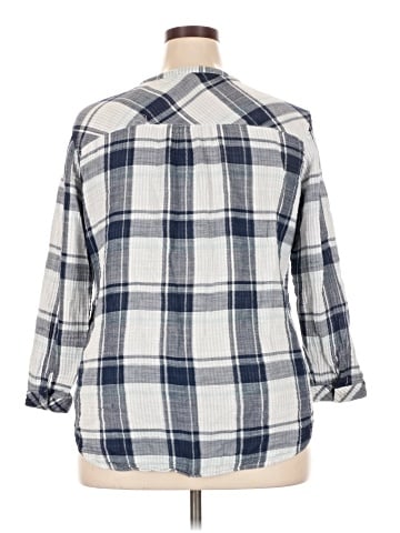 a.n.a. A New Approach 3/4 Sleeve Button-Down Shirt (view 2)