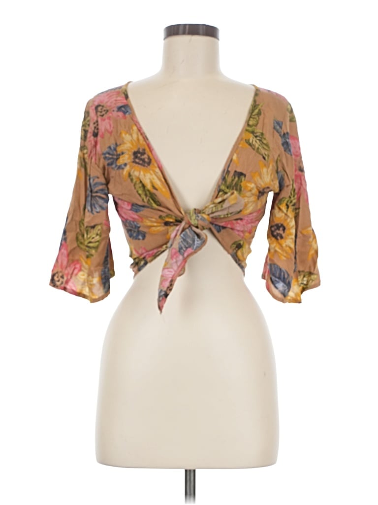 Pre-owned Billabong Short Sleeve Blouse In Gold