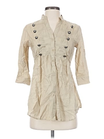 YMI 3/4 Sleeve Button-Down Shirt (view 1)