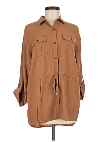 Calvin Klein 3/4 Sleeve Button-Down Shirt (view 1)