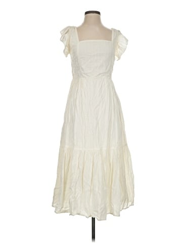 Madewell Ruffle-Strap Tiered Midi Dress in Textural Stripe (view 1)