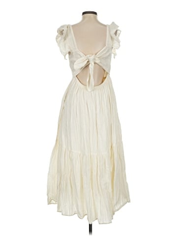 Madewell Ruffle-Strap Tiered Midi Dress in Textural Stripe (view 2)