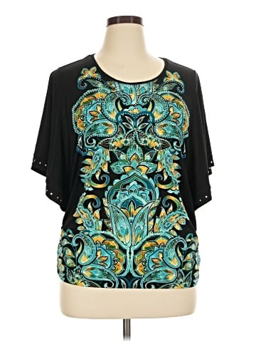 JM Collection Short Sleeve Blouse (view 1)