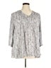Rose + Olive 100% Polyester Gray 3/4 Sleeve Blouse Size 2X - photo 1