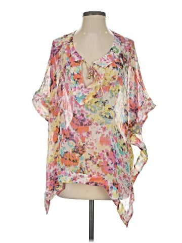 Kensie 3/4 Sleeve Silk Top (view 1)