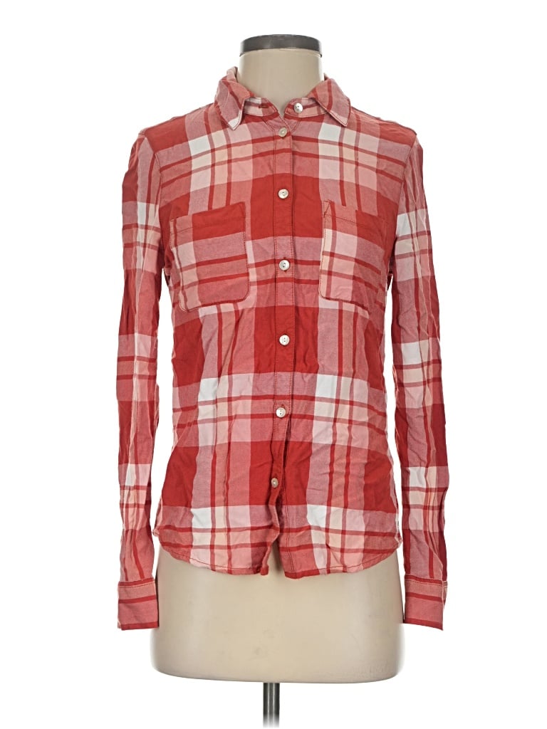 Pre-owned Roxy Long Sleeve Button Down Shirt In Red