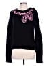 Marc Jacobs 100% Cashmere Floral Black Cashmere Pullover Sweater Size L - photo 1