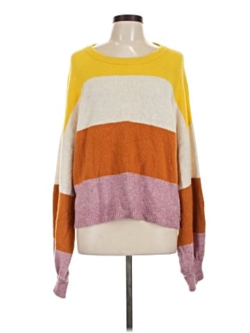 Madewell Striped Gladwell Balloon-Sleeve Pullover Sweater (view 1)