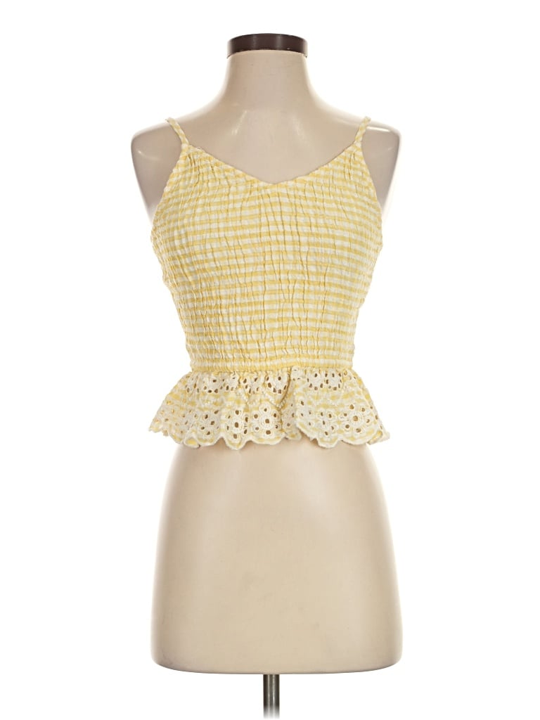Pre-owned Sim & Sam Sleeveless Top Yellow Sweetheart Neckline Tops