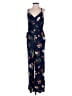 Papaya 100% Rayon Floral Blue Jumpsuit Size L - photo 1