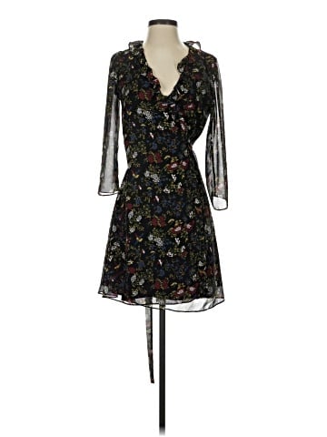 Madewell Sheer-Sleeve Ruffled Wrap Dress in Finch Floral (view 1)