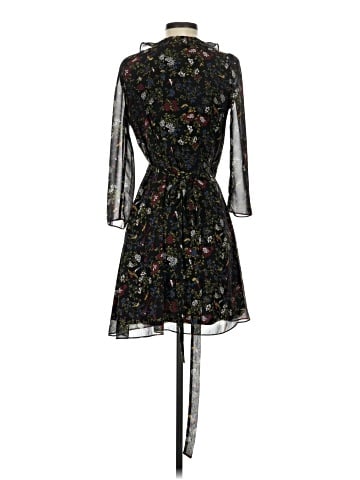 Madewell Sheer-Sleeve Ruffled Wrap Dress in Finch Floral (view 2)
