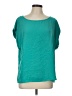 Bisou Bisou 100% Polyester Teal Short Sleeve Blouse Size L - photo 1
