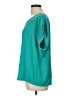 Bisou Bisou 100% Polyester Teal Short Sleeve Blouse Size L - photo 5