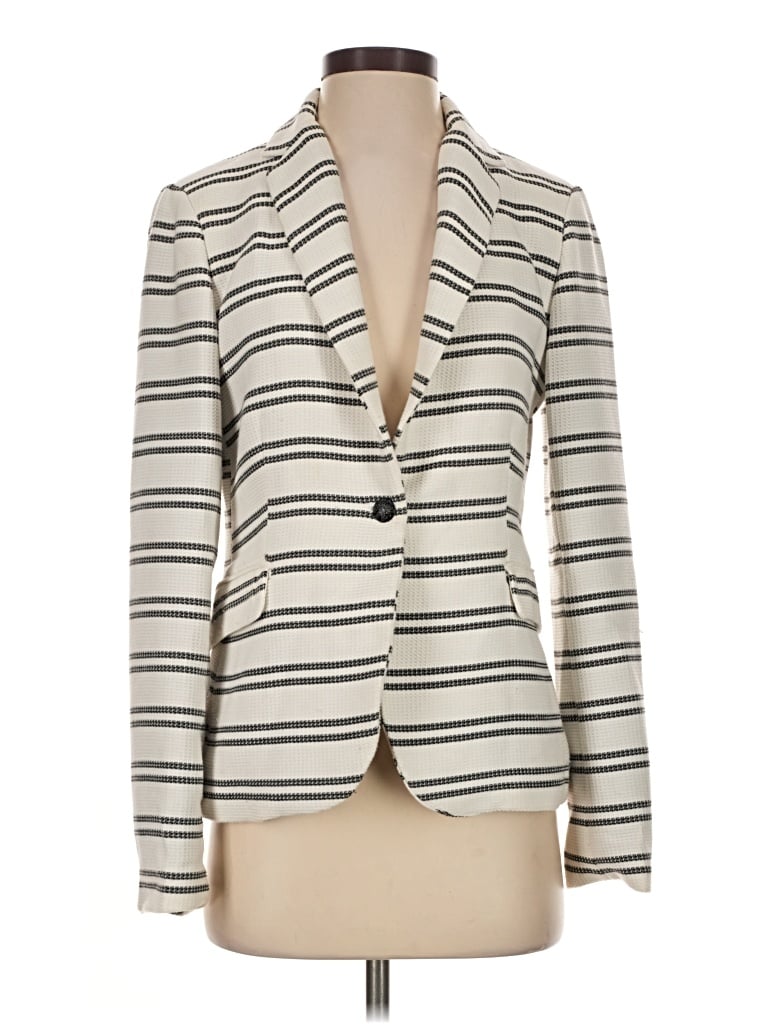 Pre-owned Willi Smith Long Sleeve Top Ivory Plunge Neckline Tops