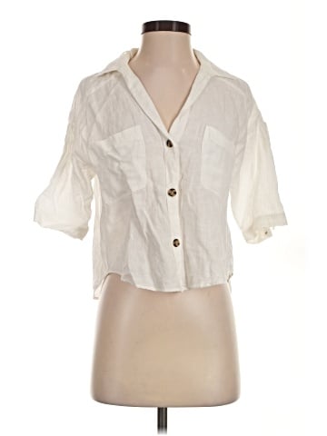 Zara 3/4 Sleeve Button-Down Shirt (view 1)