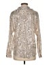 Zara Metallic Silver Long Sleeve Blouse Size M - photo 2