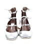 Vicenza 100% Leather Metallic Silver Heels Size 7 - photo 2