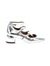 Vicenza 100% Leather Metallic Silver Heels Size 7 - photo 1