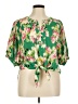 Rose + Olive Green Short Sleeve Blouse Size XL (estimated) - photo 1