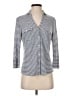 J. McLaughlin Stripes Gray 3/4 Sleeve Button-Down Shirt Size S - photo 1