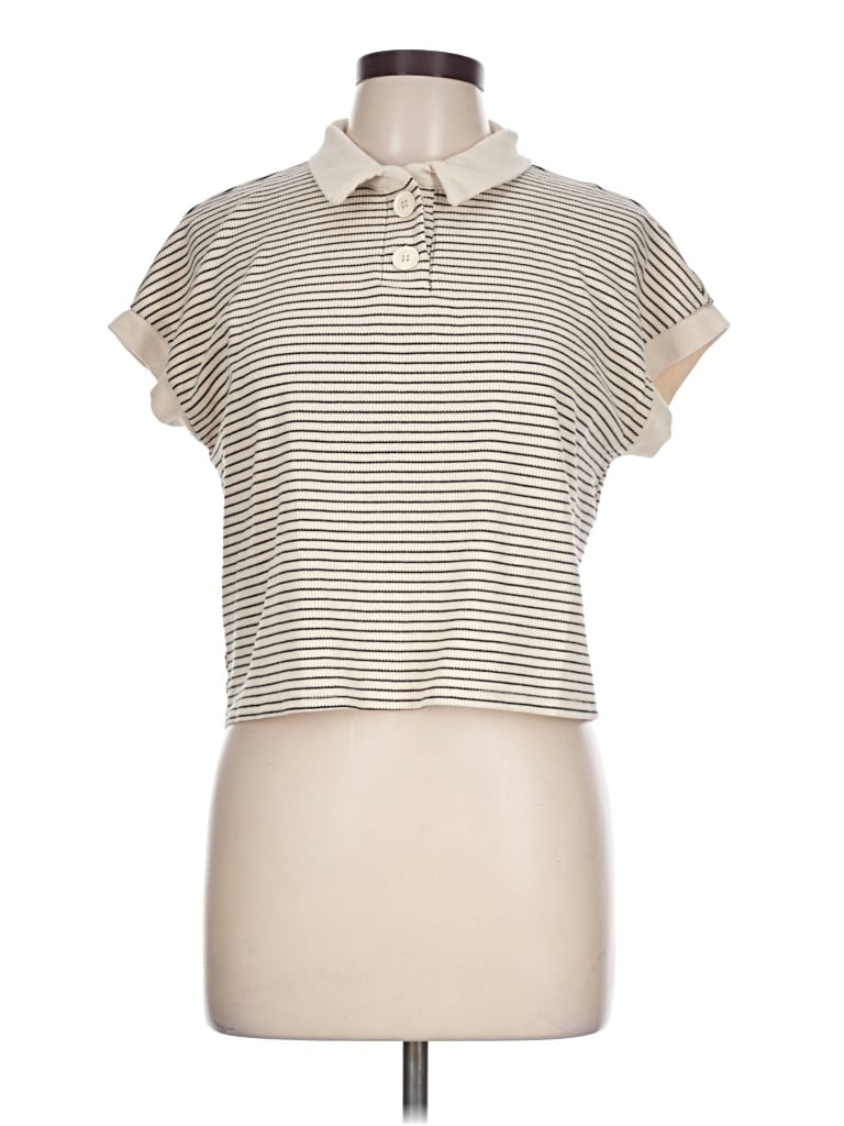 Pre-owned Atelier Short Sleeve Turtleneck In Ivory