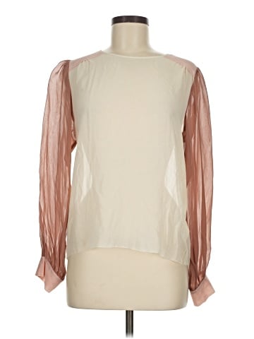 Topshop Long Sleeve Silk Top (view 1)