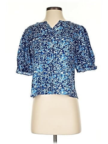 Aqua Short Sleeve Blouse (view 1)