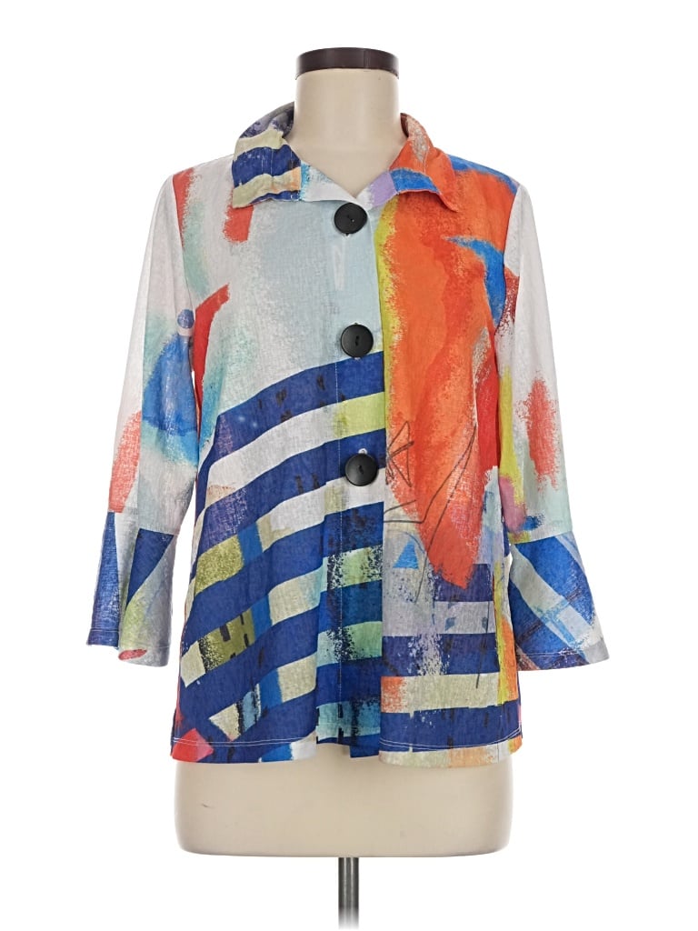 Pre-owned Ali Miles 3/4 Sleeve Blouse In Blue