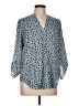 Lush 100% Polyester Animal Print Blue 3/4 Sleeve Blouse Size L - photo 1