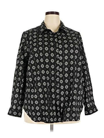 Roaman's 3/4 Sleeve Button-Down Shirt (view 1)